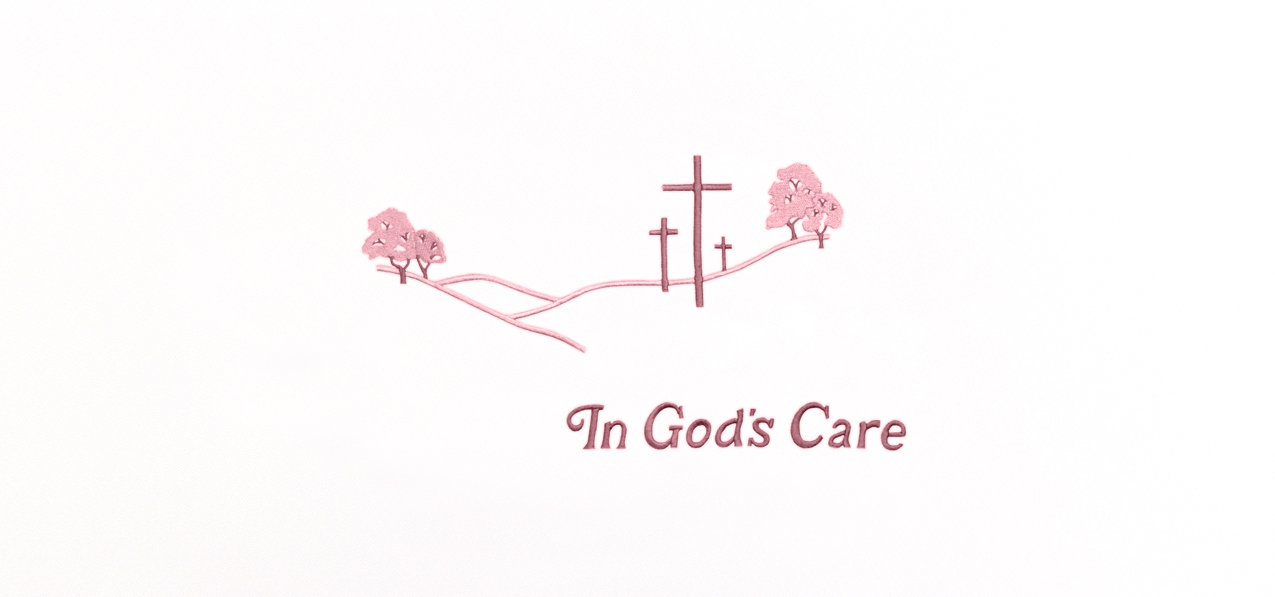 In Gods Care Pink White Faux